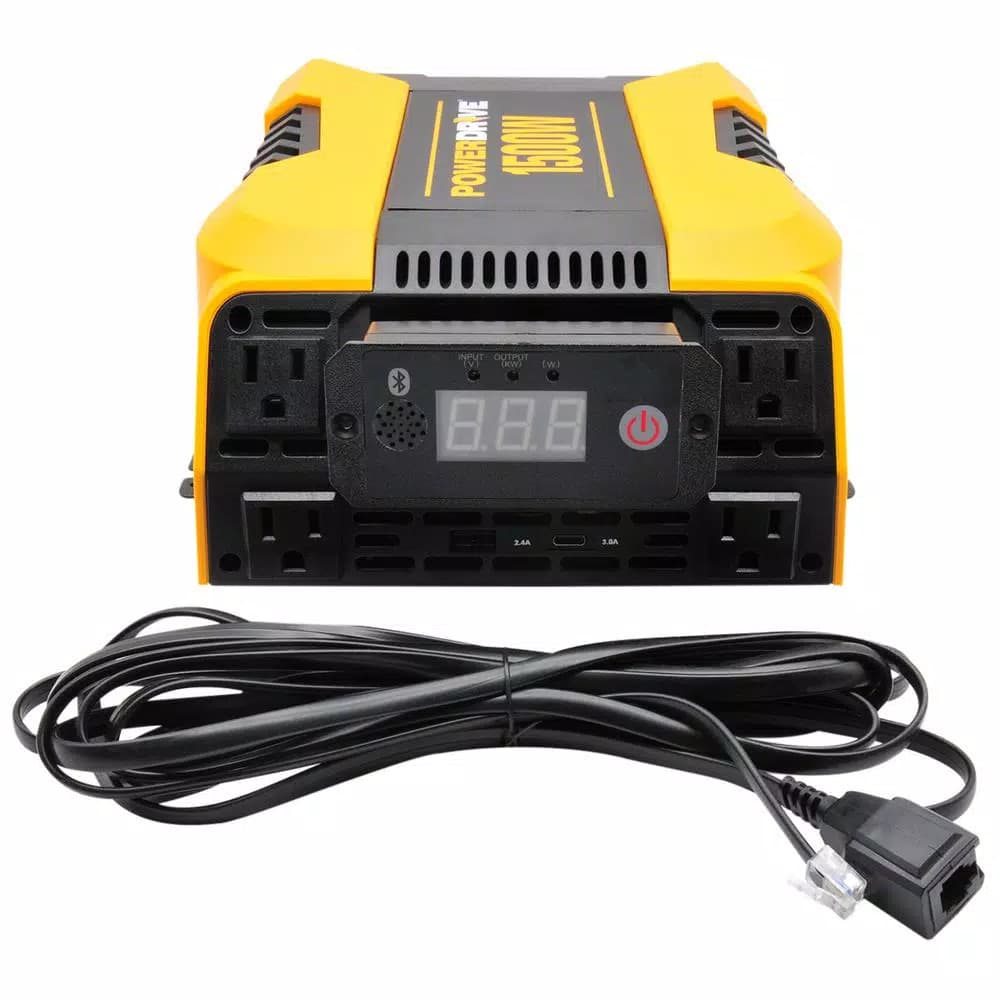 PowerDrive 1500W Power Inverter with Bluetooth App Control, 4 AC Outlets, USB-C & USB Ports