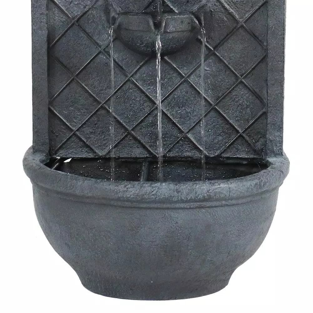 Sunnydaze Decor Messina Resin Outdoor Wall Fountain, Lead Finish Electric Water Feature