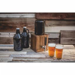 Picnic Time Growler Tap Beverage Dispenser with 64 oz. Amber Glass Growler and Acacia Wood Base thumbnail 6