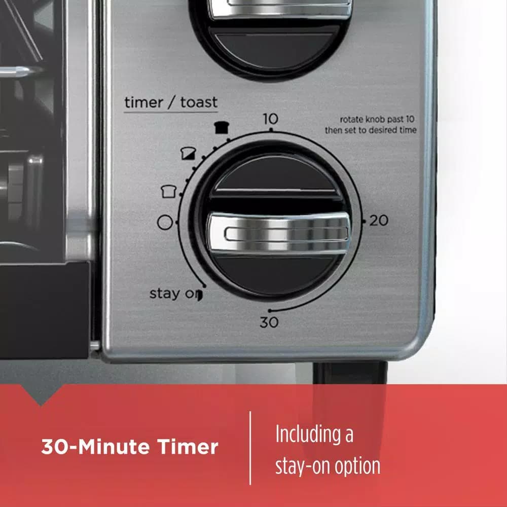 BLACK+DECKER 4-Slice Stainless Steel Convection Toaster Oven with EvenToast Technology