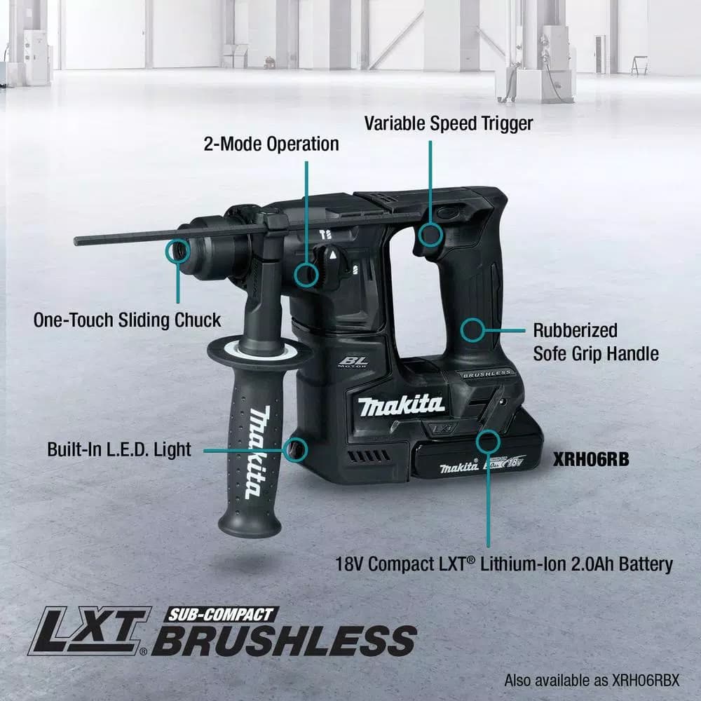 Makita 18V LXT Sub-Compact Brushless SDS-Plus Rotary Hammer Kit (11/16 in.)