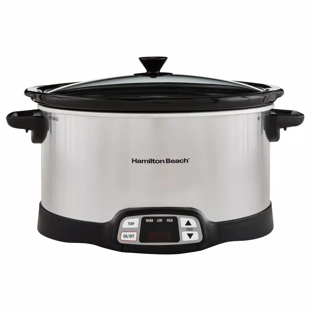 Hamilton Beach 8 Qt. Programmable Stainless Steel Slow Cooker with Timer and Temperature Settings