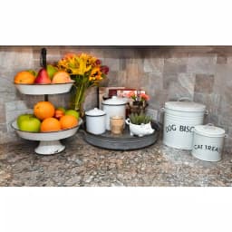 3R Studios White Ceramic Enameled Pet Treat Containers, Farmhouse Style, Set of 2 thumbnail 3