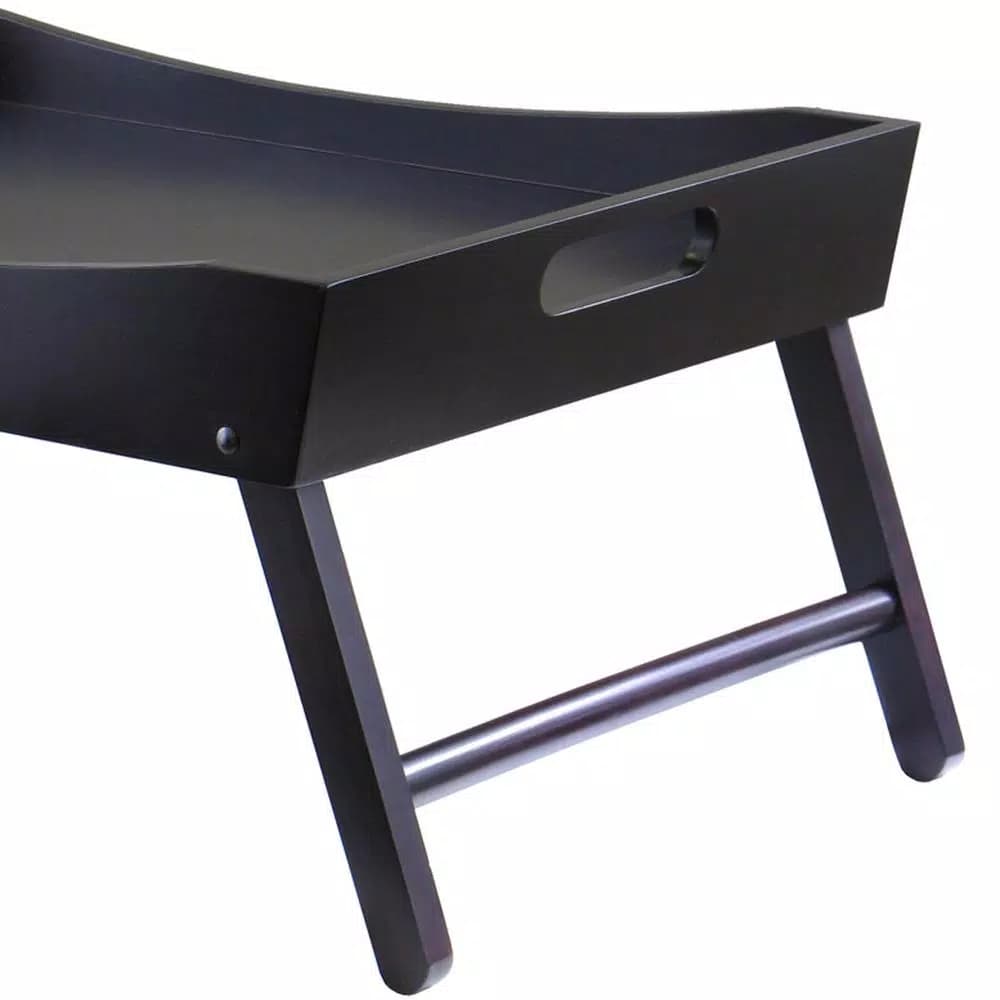 Winsome Benito Wood Bed Tray with Curved Top and Foldable Legs, Dark Espresso Finish