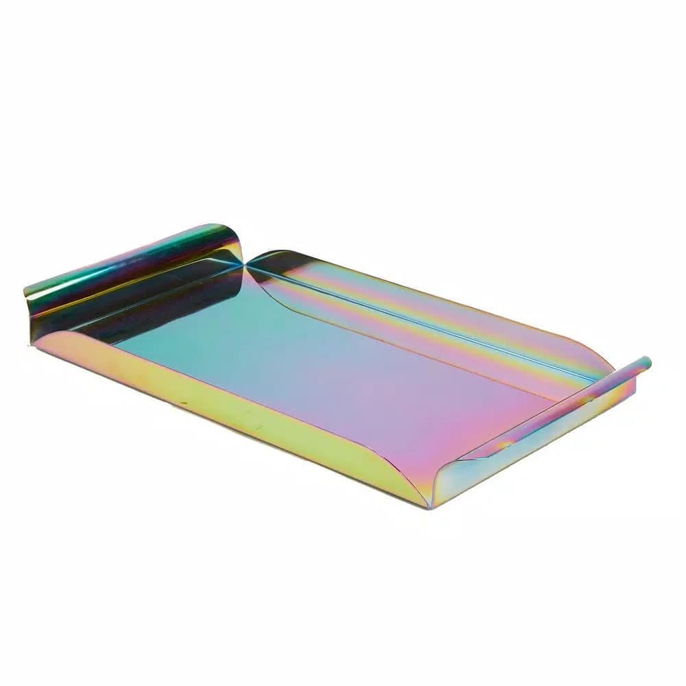 Mind Reader Assorted Color Rainbow Steel Rectangular Serving Tray with Handles