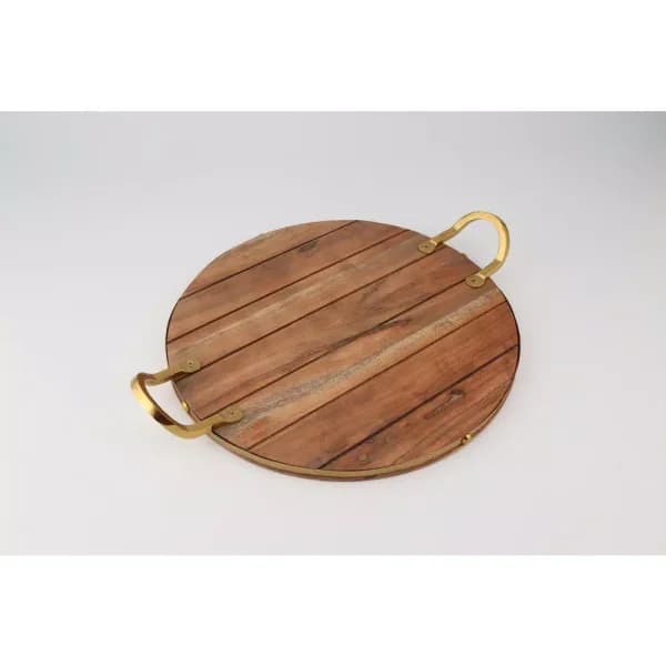 Thirstystone Industrial Luxe Acacia Wood Serving Board with Gold Handles, 18.75 in.