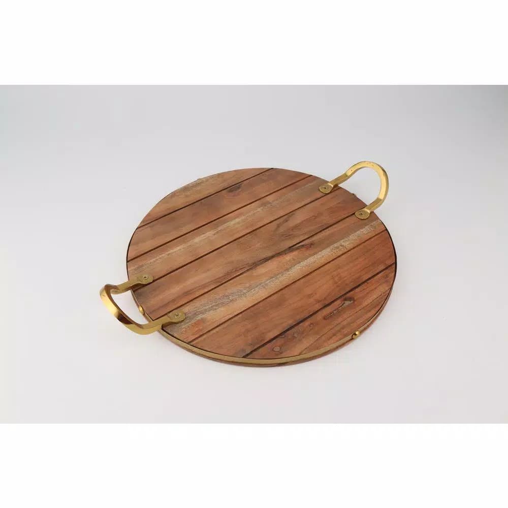 Thirstystone Industrial Luxe Acacia Wood Serving Board with Gold Handles, 18.75 in.