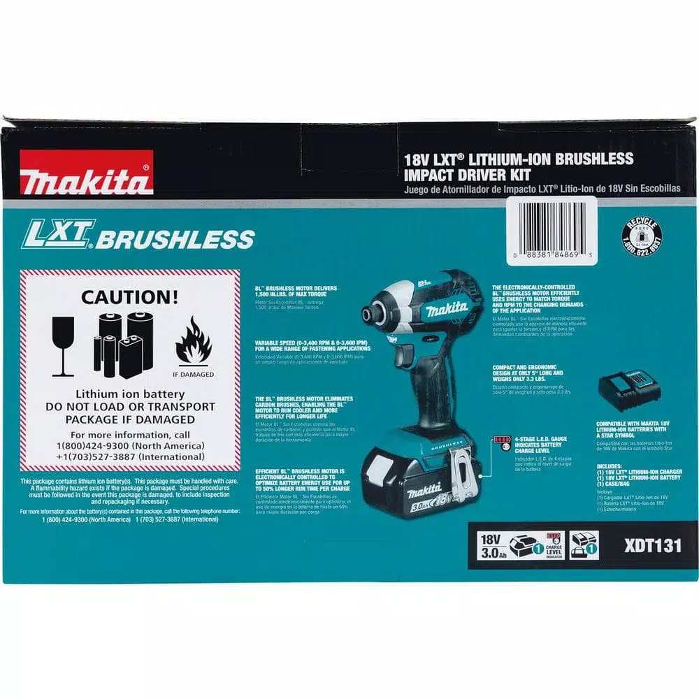 Makita 18V LXT Brushless Cordless Impact Driver Kit (3.0Ah) with 35-Piece Impact XPS Bit Set