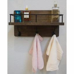 Admired By Nature Brown Wooden Floating Wall Mounted Storage Shelf for Kitchen, Bathroom, and Living Room thumbnail 1