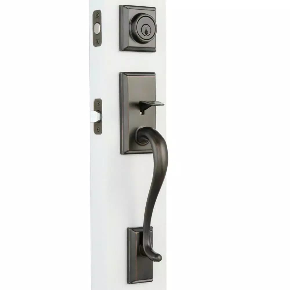 Kwikset Hawthorne Venetian Bronze Single Cylinder Handleset with Juno Knob and SmartKey Security