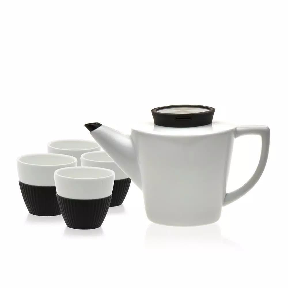 VIVA Scandinavia Infusion 5-Piece Porcelain Teapot and Teacup Set, White