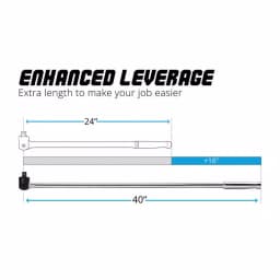 Capri Tools 1 in. Drive 40 in. Extended Leverage Breaker Bar, Chrome Vanadium & Molybdenum thumbnail 2