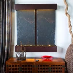 Water Wonders Nojoqui Falls Double Panel Lightweight Slate Wall Fountain with Copper Vein Trim thumbnail 6