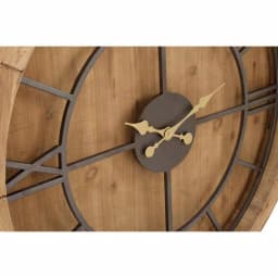LITTON LANE 40 in. Rustic Round Cypress Wood Wall Clock with Roman Numerals thumbnail 2