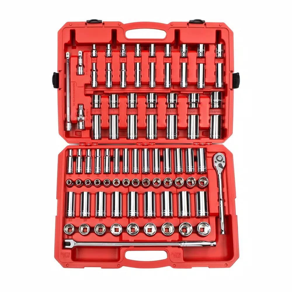 TEKTON 84-Piece 1/2 in. Drive Socket Set, 3/8-1-5/16 in. and 10-32 mm, SAE/Metric