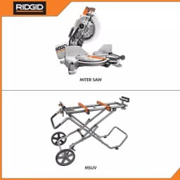 RIDGID 10 in. 15 Amp Dual Bevel Miter Saw with LED Cut Line & Universal Mobile Stand Combo thumbnail 2