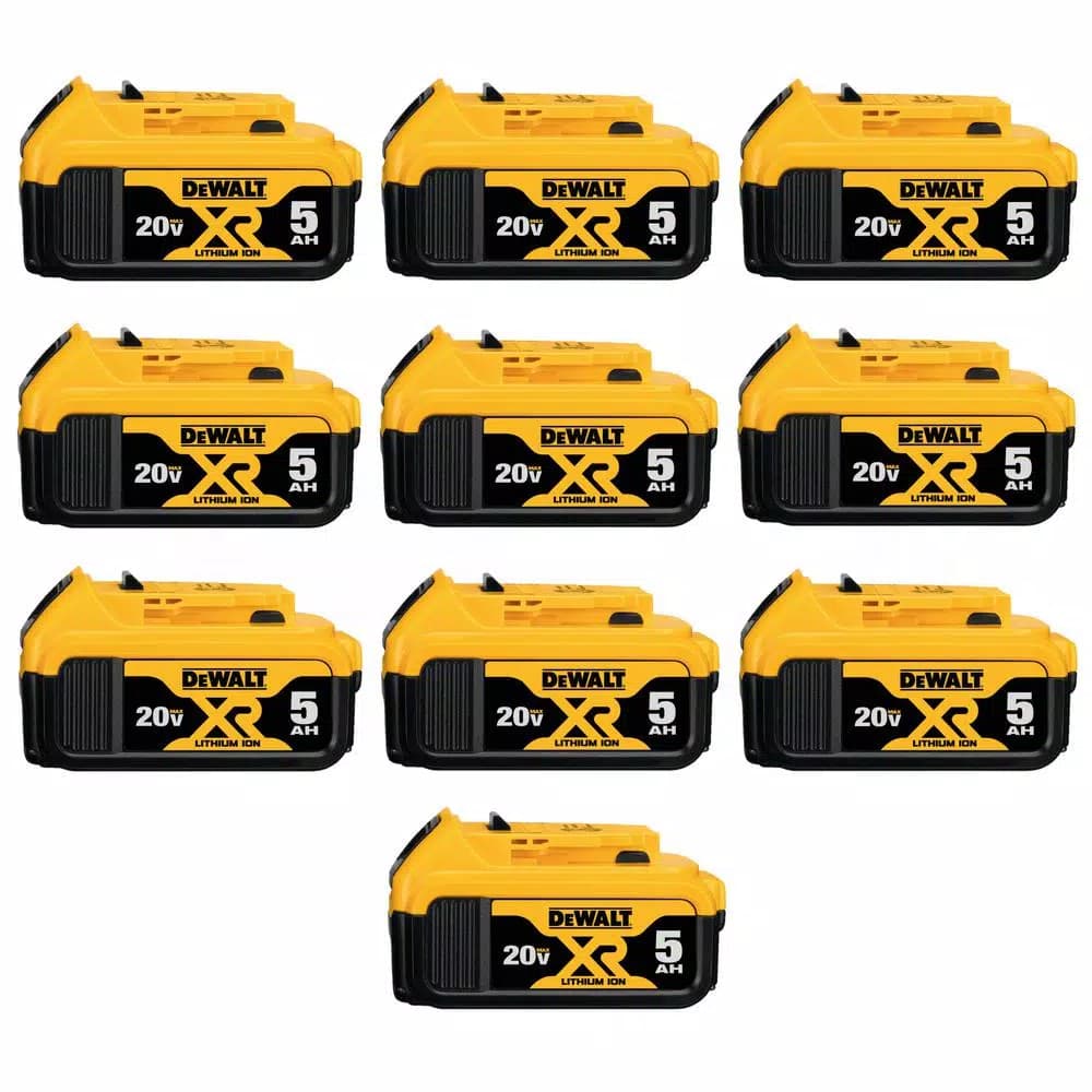DEWALT 20V MAX XR 5.0 Ah Lithium-Ion Battery Pack, 10-Pack