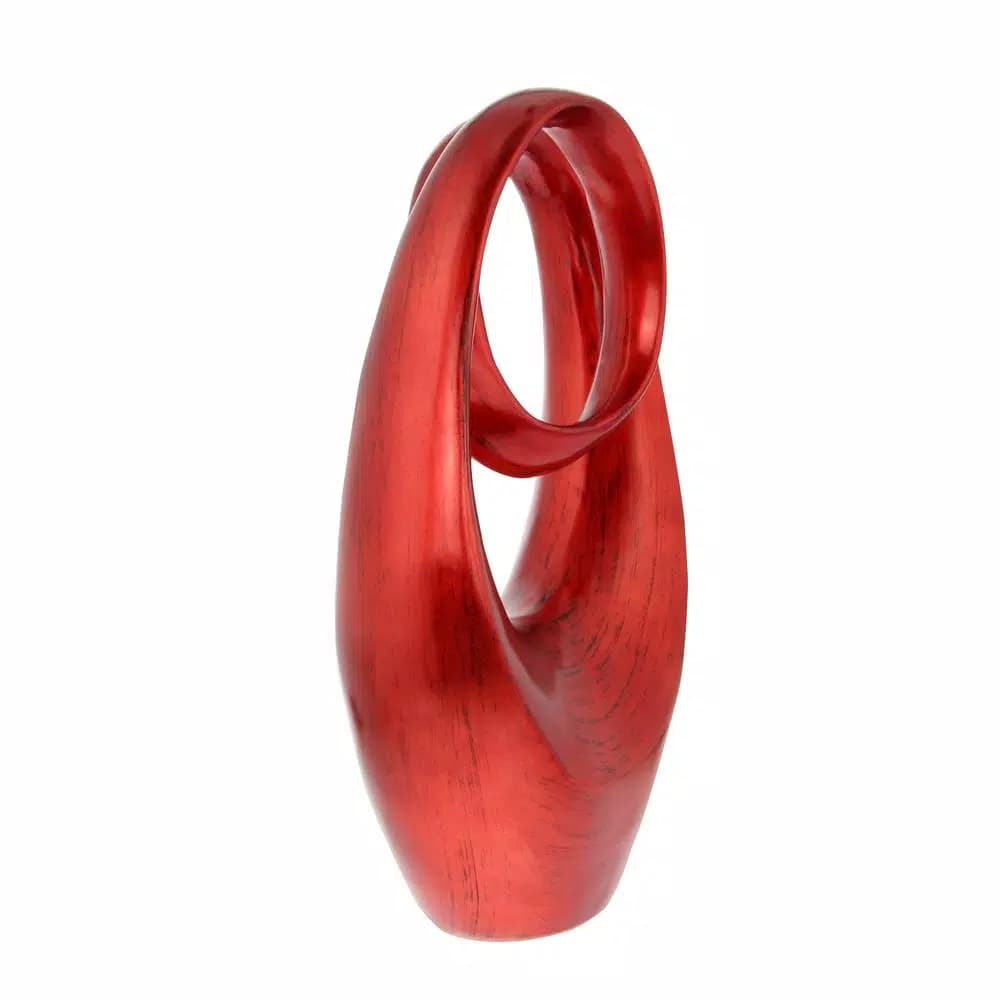 LITTON LANE 20 in. Red Polystone Abstract Infinity Sculpture - Modern Decorative Statuary