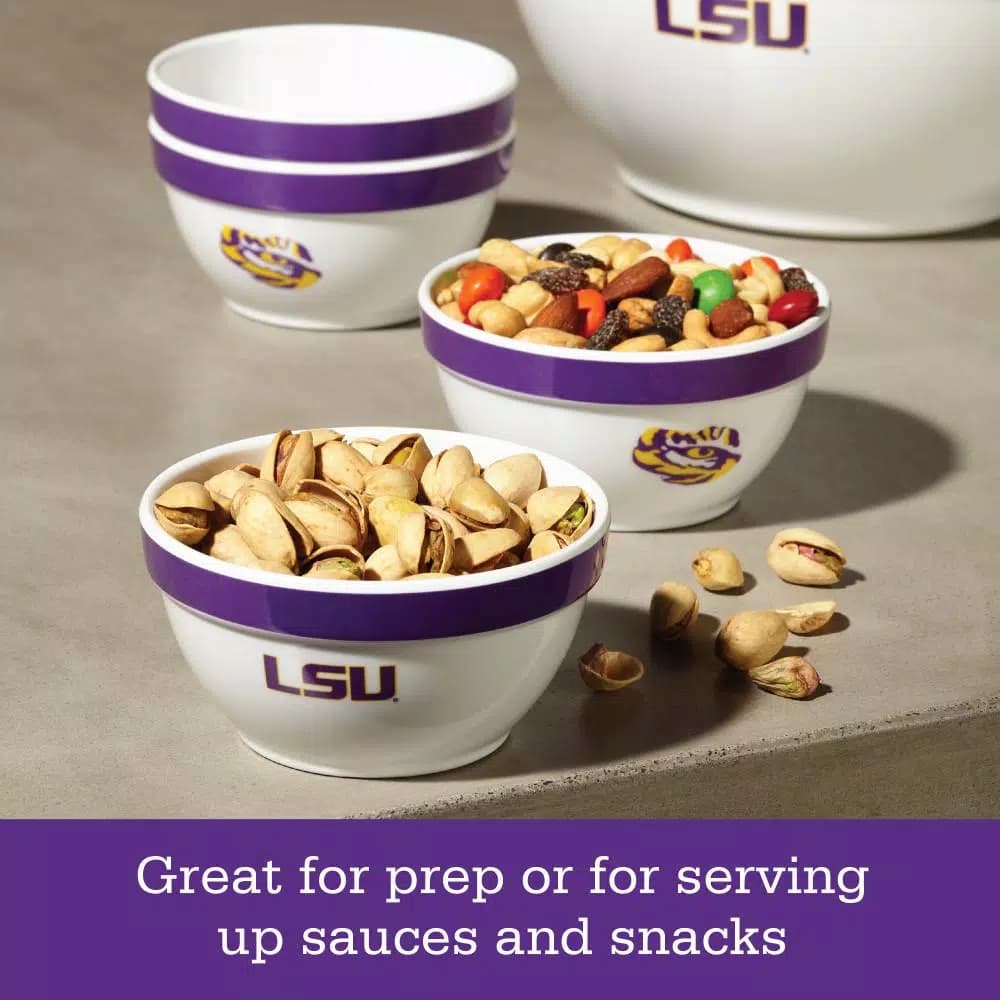 College Kitchen Collection LSU Tigers 4-Piece Party Bowl Set, Purple, 8 oz