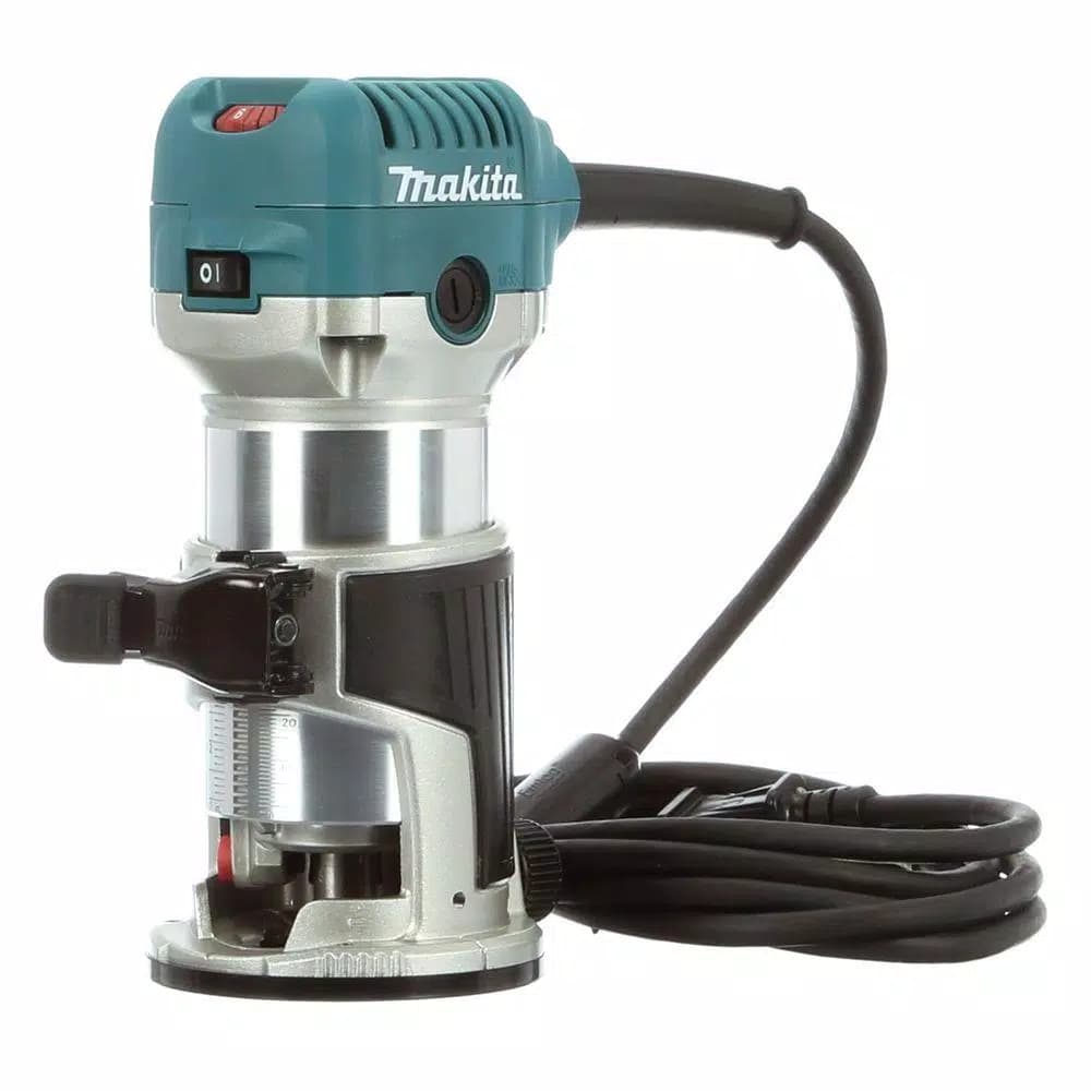 Makita 1-1/4 HP 6.5 Amp Corded Compact Router with Variable Speed and Quick-Release Fixed Base