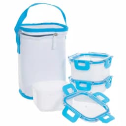 Classic Cuisine 3-Piece Portable Food Storage Set with Insulated Zippered Bag, Light Blue thumbnail 7