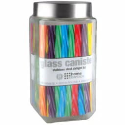 Unbranded 67 oz. X-Large Square Glass Canister with Brushed Stainless Steel Lid thumbnail 1