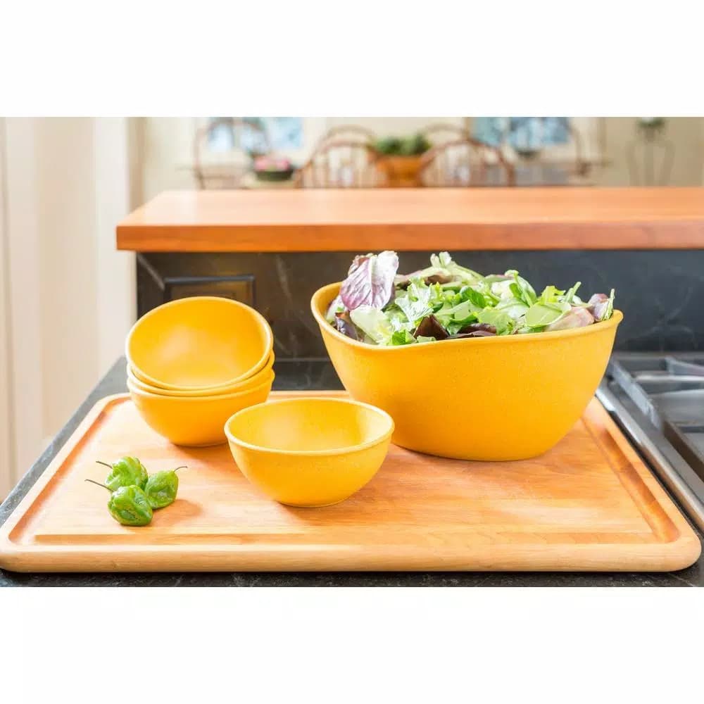 Unbranded EVO Sustainable Goods Yellow Wood-Plastic Composite Serving Bowl Set, 5-Piece