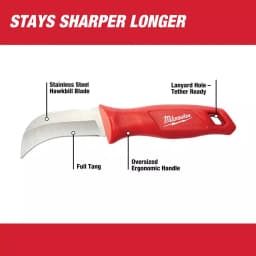 Milwaukee Fixed Blade Hawkbill Knife with Molded Sheath thumbnail 2