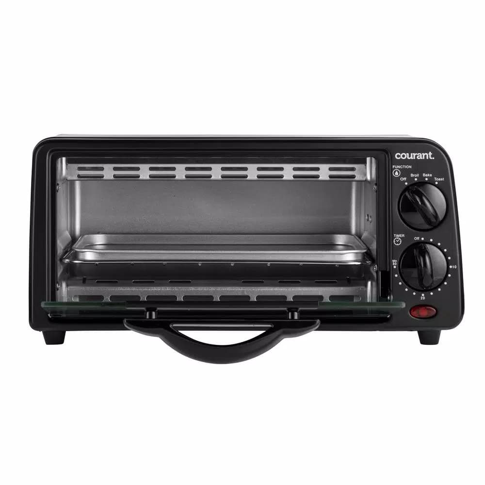Courant 2-Slice Compact Toaster Oven with Bake Tray and Toast Rack, Black