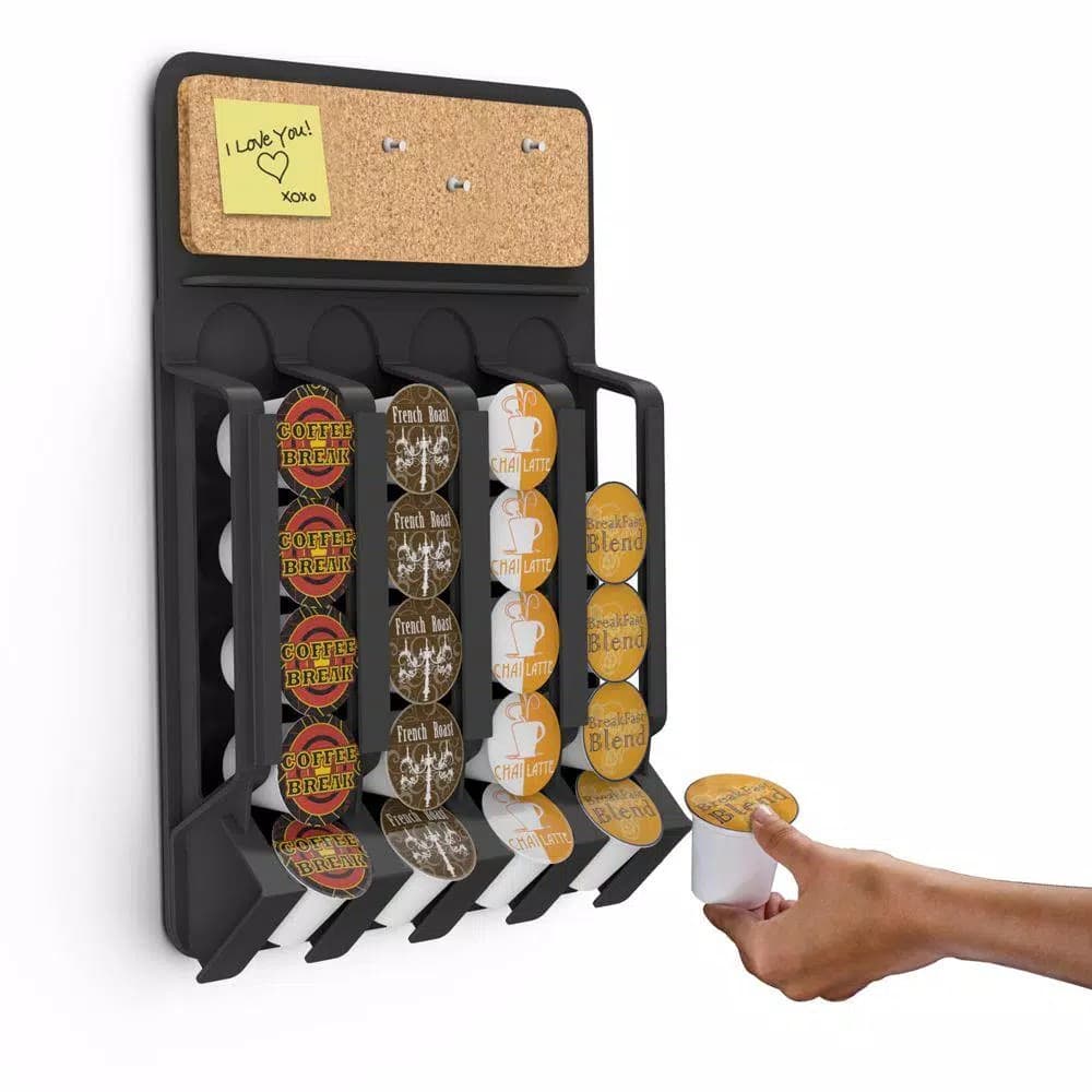 Mind Reader Mounty 20-Capacity Wall Mounted Black K-Cup Dispenser for Keurig Pods