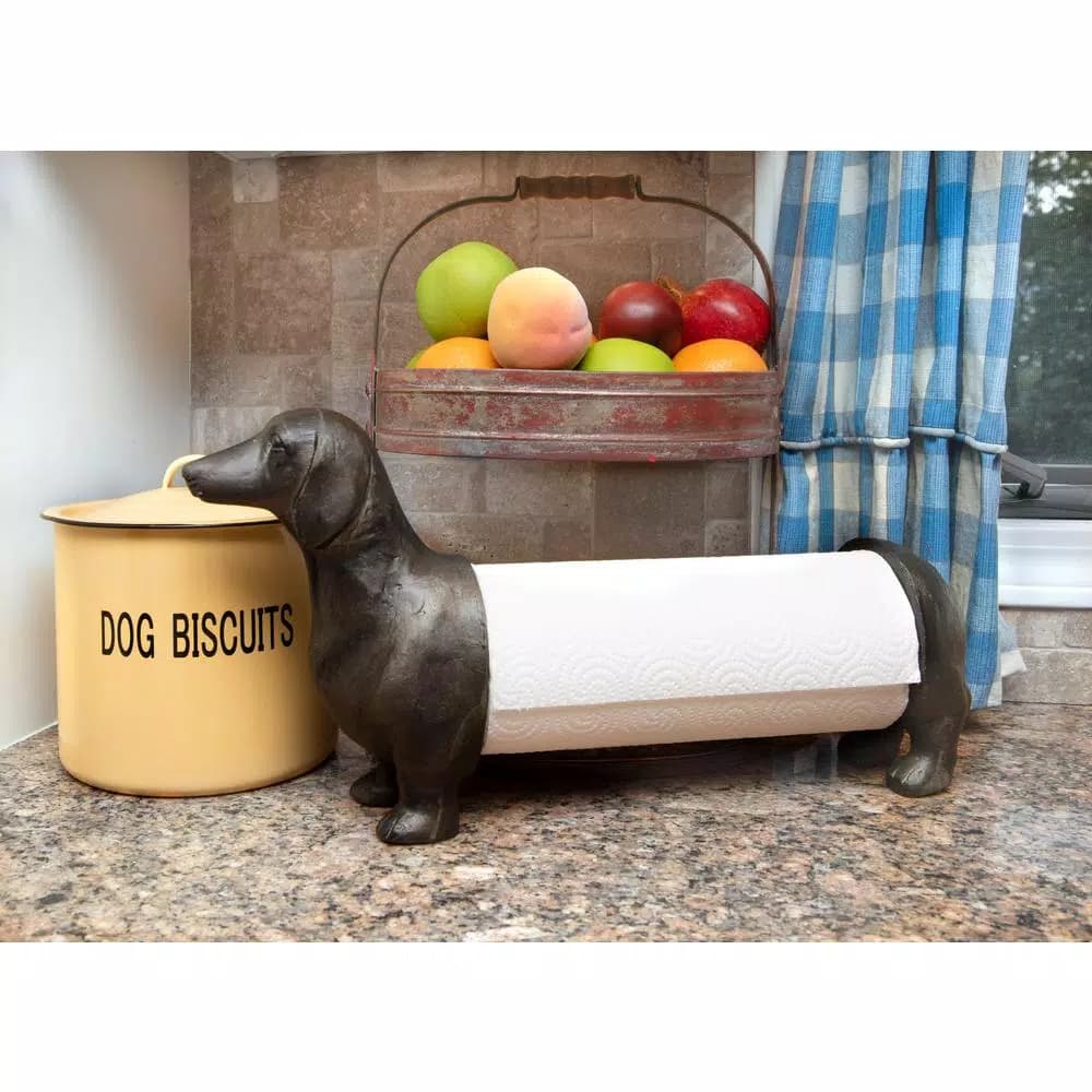 3R Studios Yellow Metal Dog Biscuit Container with Lid and Distressed Finish