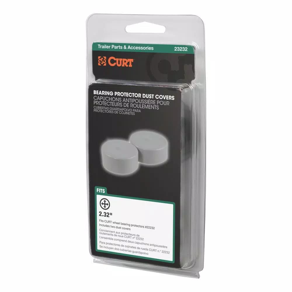 CURT 2.32" Bearing Protector Dust Covers, Gray Plastic (2-Pack)