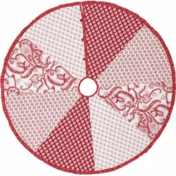 VHC Brands 50 in. Natalia Cherry Red Farmhouse Christmas Tree Skirt with Floral and Paisley Patterns thumbnail 1
