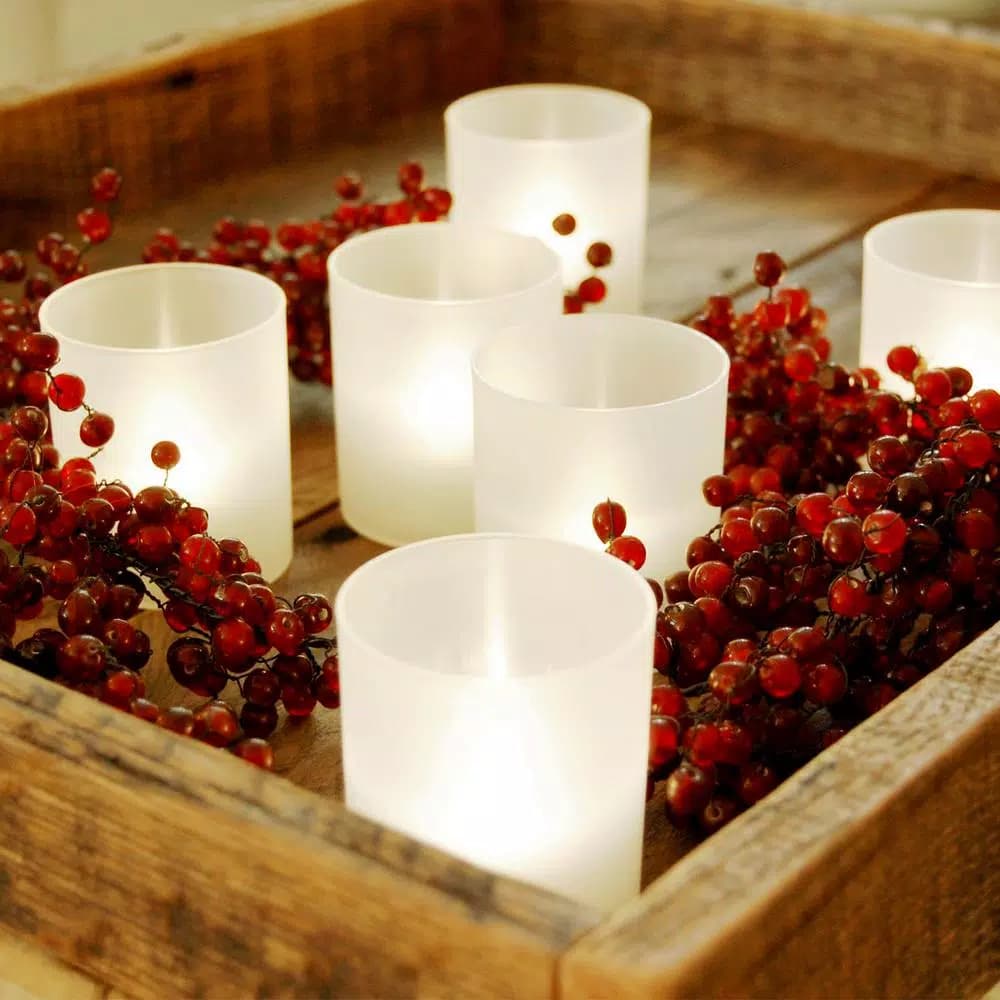 LUMABASE Flameless Votive Candles with Frosted Plastic Holders, Warm White LED, 6 Count