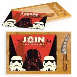 TOSCANA Empire Icon 15.4 in. Rubberwood and Bamboo Glass Top Serving Tray and Cheese Knife Set thumbnail 3