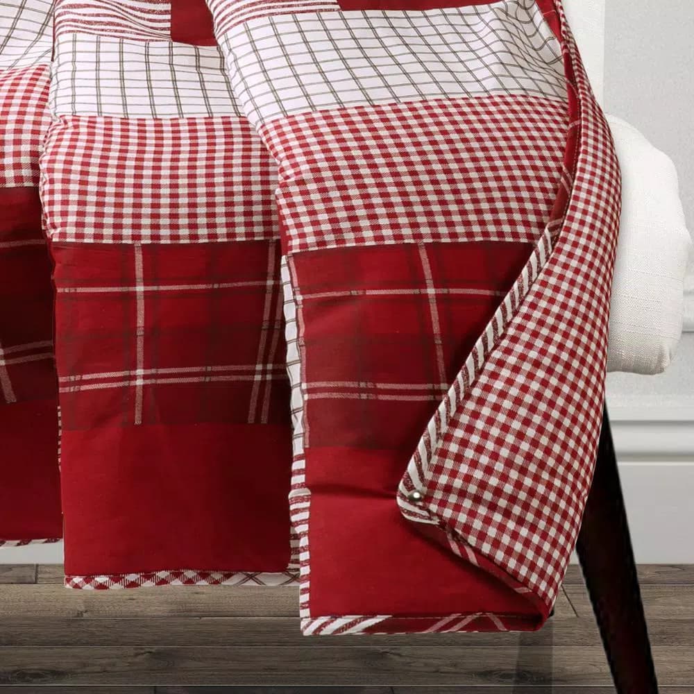 Lush Decor Greenville Red Reversible Plaid Throw Blanket, 100% Cotton, 50 x 60 in