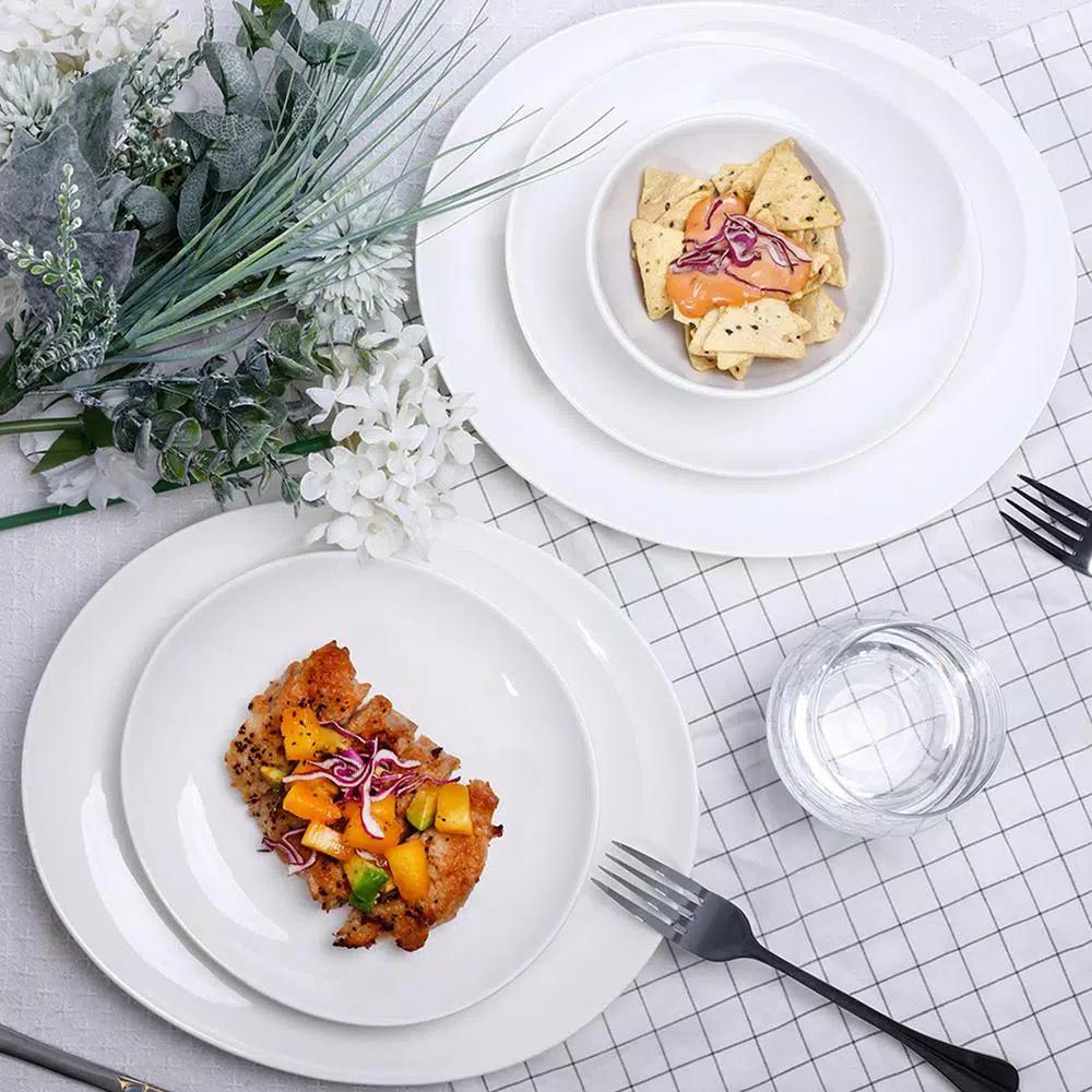 Unbranded Sweese Porcelain Curve Shaped Dinner Plates, 11 Inch, Set of 6, White