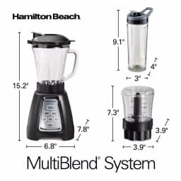 Hamilton Beach MultiBlend 950W 6-Speed Blender System with 52 oz. Glass Jar, Food Chopper, and Travel Jar thumbnail 9