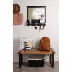 Kate and Laurel Stallard Black Multi-Function Wall Mirror Memo Board with Hooks and Pockets thumbnail 4
