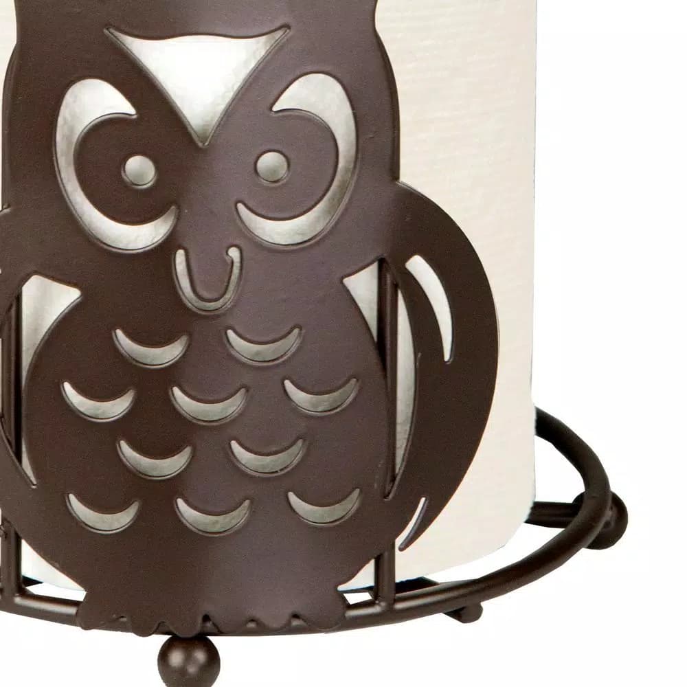 Home Basics Bronze Owl Paper Towel Holder - Rustic Farmhouse Kitchen Decor