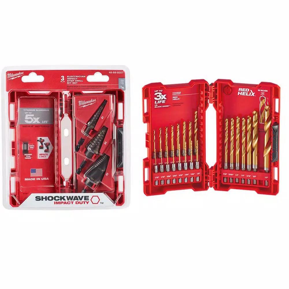 Milwaukee SHOCKWAVE Impact Duty Titanium Step Bit and Drill Bit Set, 26-Piece