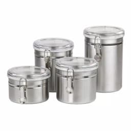 Home Basics Stainless Steel 4-Piece Canister Set with Airtight Translucent Lids thumbnail 1