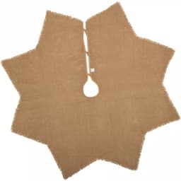 VHC Brands 48 in. Burlap Natural Tan Farmhouse Christmas Tree Skirt with 8-Point Star Design thumbnail 2