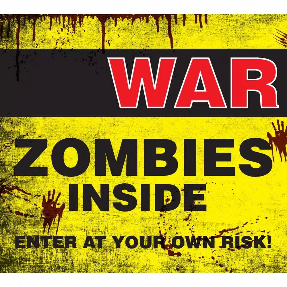 My Door Decor 7 ft. x 8 ft. Zombies Inside Halloween Garage Door Banner Mural
