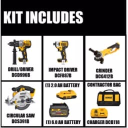 DEWALT 20V MAX XR Brushless 4-Tool Combo Kit with FLEXVOLT 6.0Ah & 2.0Ah Batteries thumbnail 2