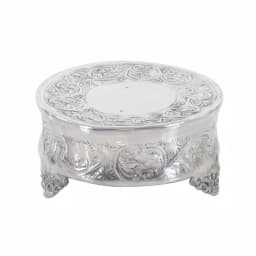 LITTON LANE Silver Aluminum Round Cake Stand Set of 4 with Floral Vine Design thumbnail 4