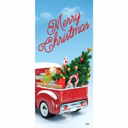 My Door Decor Red Truck Christmas Front Door Mural Banner, 36 in. x 80 in. thumbnail 1