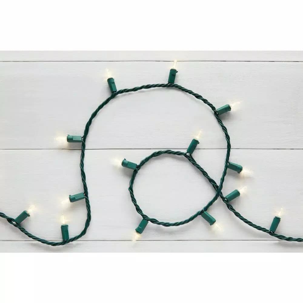 Home Accents Holiday 300-Light LED Mini Warm White Constant-On String Lights, Indoor/Outdoor, Green Wire