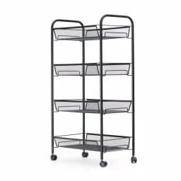 Mind Reader 4-Shelf Rolling Black Metal Mesh Storage Cart thumbnail 1