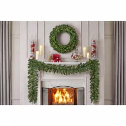 Home Accents Holiday 12 ft. Noble Fir Pre-Lit LED Christmas Garland with Timer, Warm White Micro Dot Lights thumbnail 5
